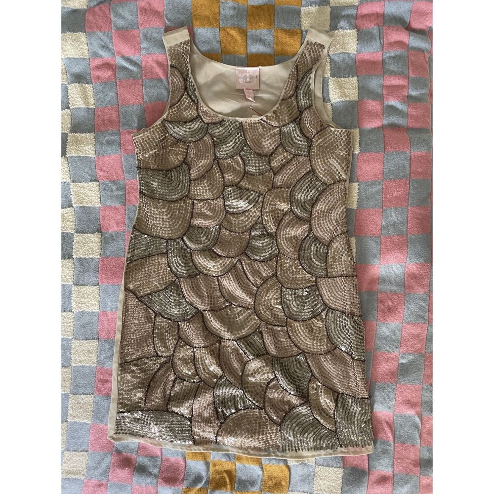 NWT Romeo & Juliet Couture Women's Sequin Mini Dress L Gold Bronze Cocktail Glam